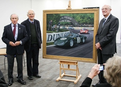 The Business Magazine article image for: Sir Jackie Stewart unveils new BRM-Rover painting at the British Motor Museum