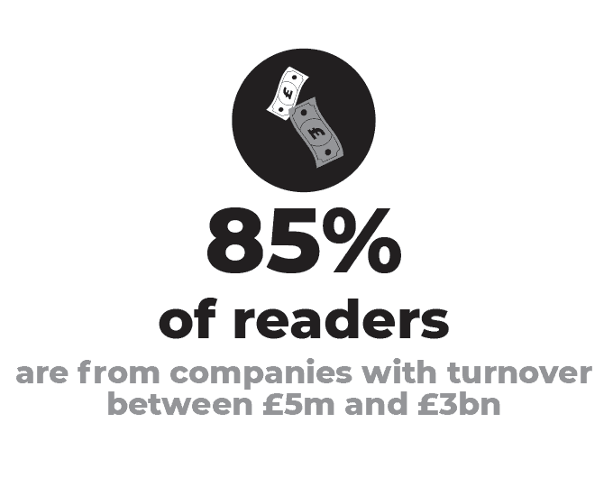 85% readers from £5m & £3bn turnover - infographic