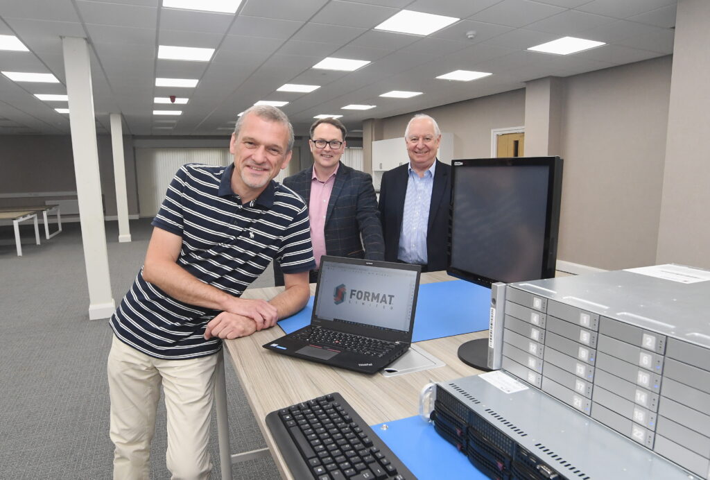 From left - Piotr Sobstyl, Mark Tock, and Martin Williams inside Format Ltd’s new office at the Vanguard Centre - picture contributed