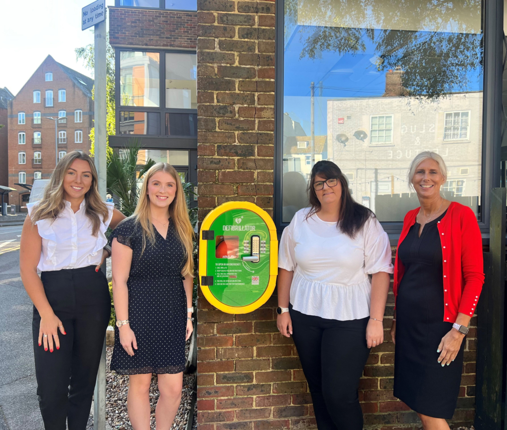From left - MSP Capital colleagues Lucy Green, compliance analyst, and Louise Garner, junior underwriter, both members of the firm’s community committee who funded the defibrillator; Georgina Newman, receptionist, who led on its installation; and Melissa Parker, office manager and people advisor - picture contributed