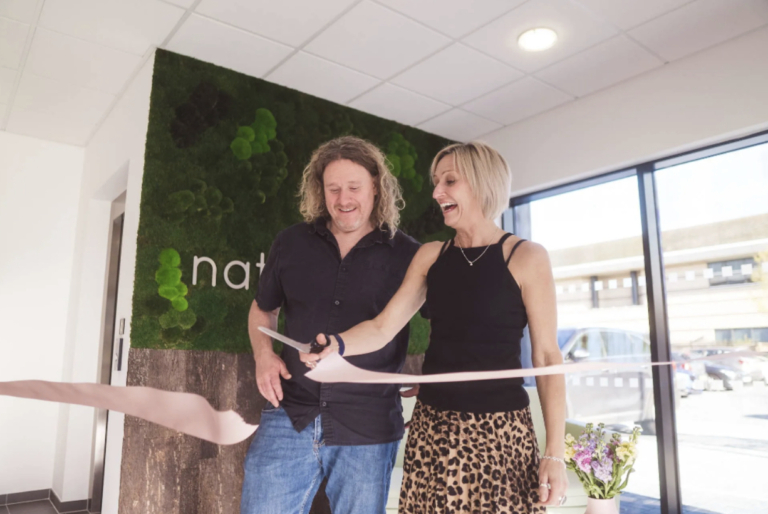 Natural Baby Shower founders Clifton Vaughan and partner Victoria Hampson at the opening of their shop in Bagshot - Credit: Natural Baby Shower