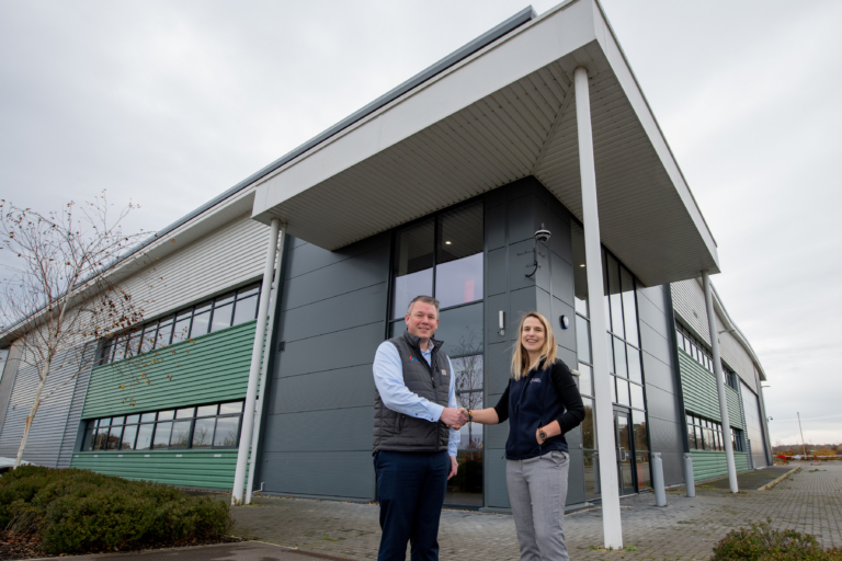 Tom Hyde of Sierra CP Engineering with Lauren Allcoat of Fisher German at the new premises - picture contributed