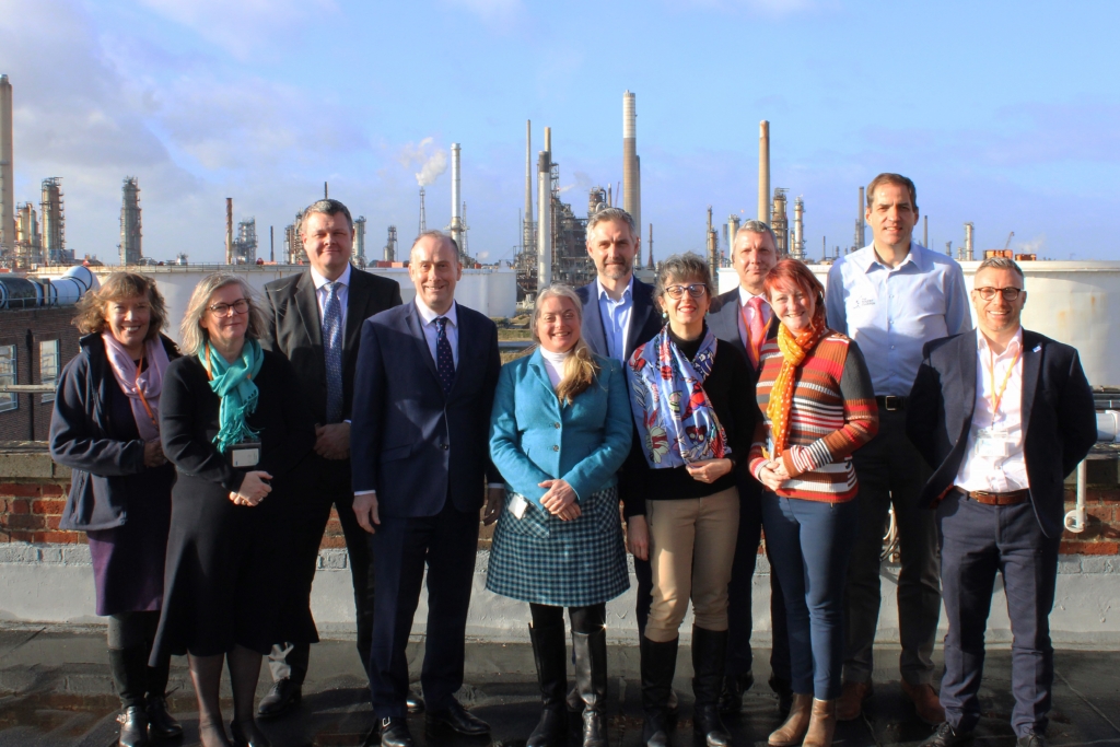 Left to right: Zoë Colbeck - The Solent Cluster, Anne-Marie Mountifield - Chair, The Solent Cluster, Nick Bone - ExxonMobil, Lord Callanan - Minister for Energy Efficiency and Green Finance, Katriona Baker - Geo Specialty Chemicals, Michael Foley - ExxonMobil, Maria Brucoli - SSE, Damian Morris - Ada Mode, Lindsay-Marie Armstrong - University of Southampton, Ralf Rashbrook - ExxonMobil, Stuart Baker - The Solent Cluster