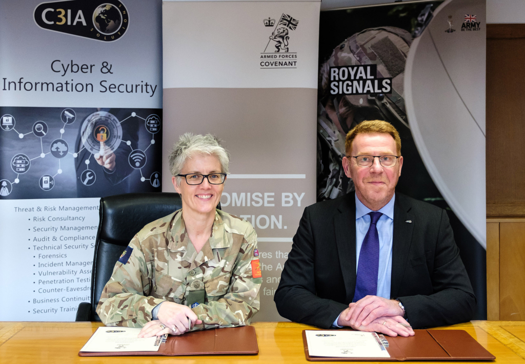 Deputy Chief of the General Staff and Master of Signals, Lieutenant General Dame Sharon Nesmith and C3IA Solutions' MD John Botterill - picture contributed