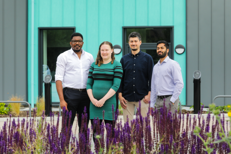 The team outside Origin. Left to right: Marvine Besong (Managing Director & CTO), Rebecca Wiltshire (Analytical Chemist), Eyup Yildirir (Research Engineer), Shiva Jethwa (Research Engineer) - picture contributed